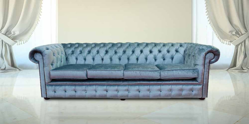 Chesterfield 4 Sitzers Klassische Luxus Barock Rokoko Sofa Couch Textil Leder