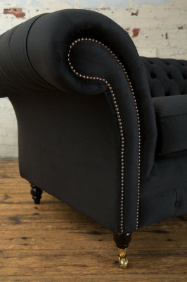Chesterfield Original Sofa JVMoebel Textil Sofas Couchen Stoff Grau 185cm Couch