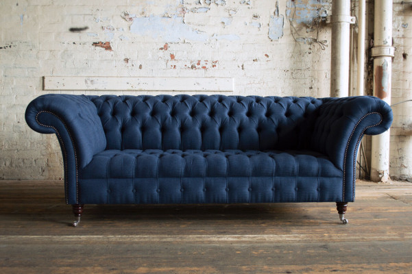 Chesterfield Couch Sitz Textil Stoff Couchen Sofas Sofa Polster Samt 3 Sitzer