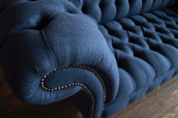 Chesterfield Couch Sitz Textil Stoff Couchen Sofas Sofa Polster Samt 3 Sitzer