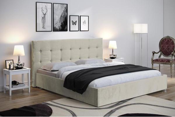 Beige 160x200 Bett Schlafzimmer Betten Textil Leder Hotel Luxus Polster Big Neu