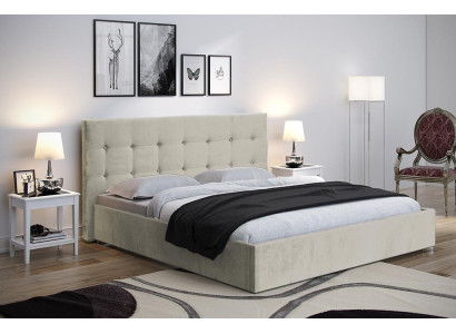 Beige 160x200 Bett Schlafzimmer Betten Textil Leder Hotel Luxus Polster Big Neu