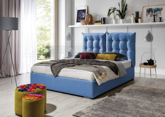 Blaues Polster Bett Moderne Bettgestelle Möbel Luxus Hotel Betten Schlafzimmer