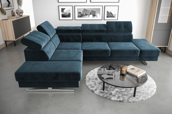 Luxus Möbel Ecksofa L Form Couch Design Polsterung Textil Sofas Holz Garnitur