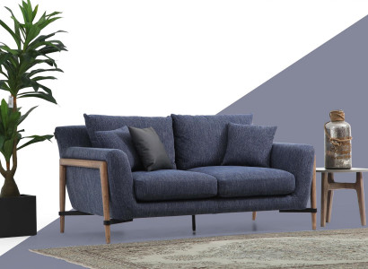 Zweisitzer Sofa 2 Sitzer Stoff Sofas Modern Design Wohnzimmer Blau