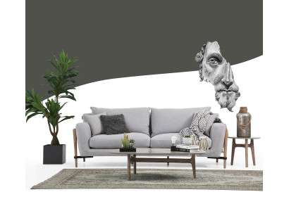 Zweisitzer Sofa 2 Sitzer Stoff Sofas Modern Design Wohnzimmer Grau