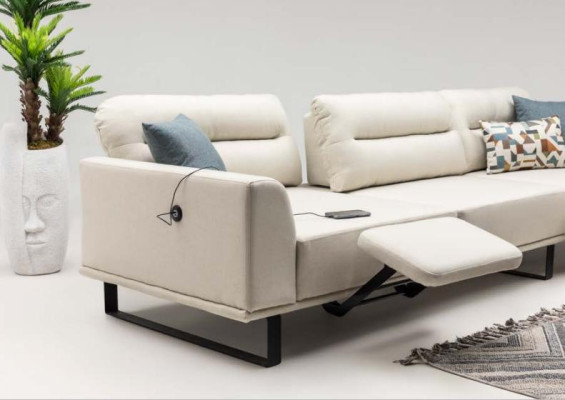 Sofagarnitur Ecksofa L form Sessel Stoffsofa Polstersofa Beige Couch