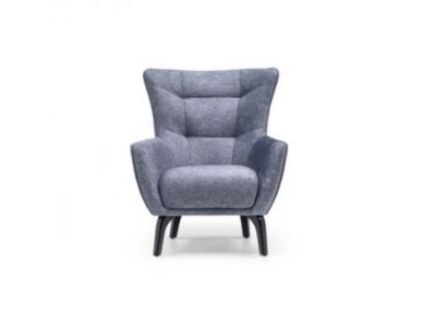 Wohnzimmer Einsitzer Sessel Ohrensessel Stoffsessel Grau Polster Sitz