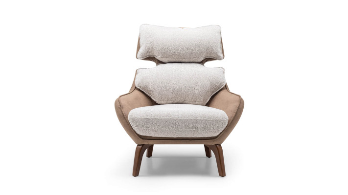 Moderne Sessel Wohnzimmer Ohrensessel Stoffsessel Beige Polster