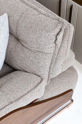 Moderner 3-Sitzer Wohnzimmer Beiges Polstersofa Stoffsofa Dreisitzer