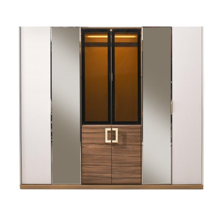 Beiger LED-Kleiderschrank Holzschrank Schlafzimmer Möbel Spiegelschrank