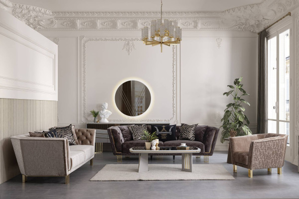 Modernes Set Luxus Sofagarnitur 3+3+1 Sitzer Stilvolle Polster Sitzmöbel