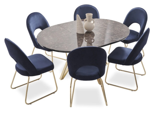 Luxus Esszimmer set Esstisch 4x Stühle Textil Essgruppe Modern Garnitur Neu