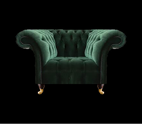 Chesterfield Grüner Sessel Textilsessel Stoffsitzer Wohnzimmer Möbel