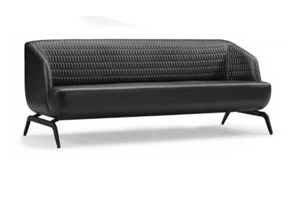Schwarzes Ledersofa Designer 3-Sitzer Couch Wohnzimmer Sitzmöbel 3-er