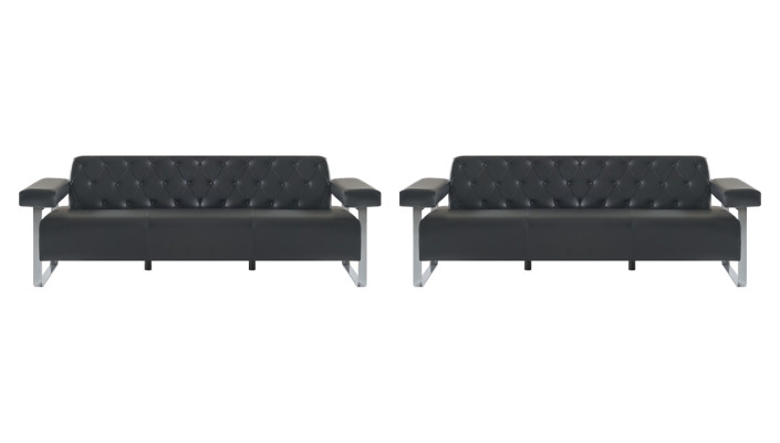 Sofa-Set Büro Ledersofas 2tlg 3-Sitzer Chesterfield Modern Designer