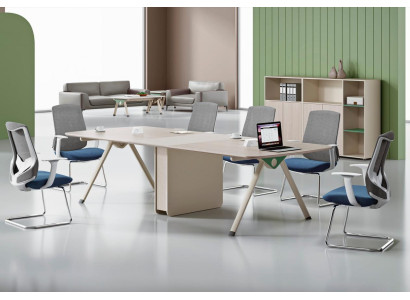 Beiger Konferenztisch Designer Arbeitszimmer Möbel Luxuriöser Holz Tisch