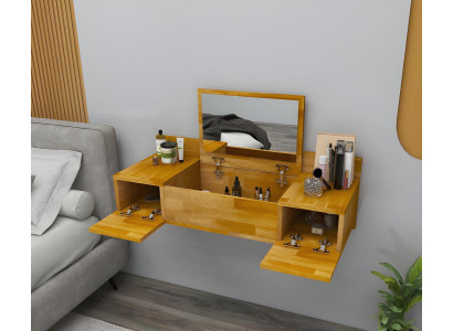 Modern Braun Schminktisch mit Spiegel Luxus Konsole Kommode Schlafzimmer