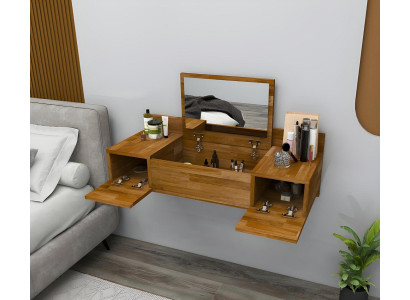 Luxus Braun Schminktisch mit Spiegel Modern Konsole Kommode Schlafzimmer