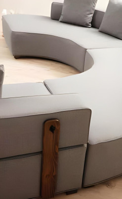 Ecksofa U-Form Modern Design Textil Material Weiß Einfarbig Textil Holz