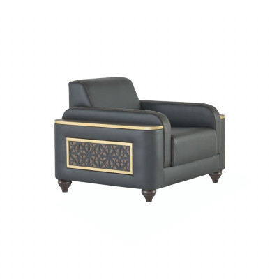 Schwarz-Graue Designer Sitzgarnitur 2x Dreisitzer 2x Sessel 4tlg Set