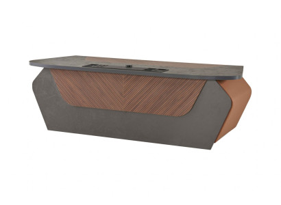 Bürotisch Braun Grau Zweifarbig Modern Design Rechteckig Schreibtisch