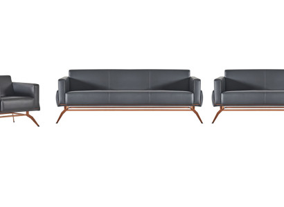 Arbeitszimmer-Set 4tlg 3-Sitzer Sessel Sofas Wohnzimmer Grau Einfarbig