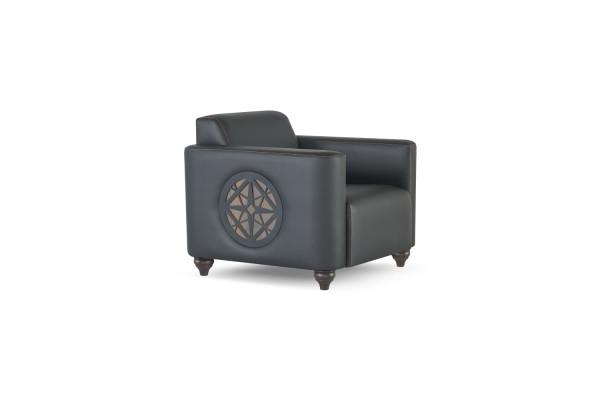 Arbeitszimmer-Set 4tlg 2x 3-SItzer 2x Sessel Schwarz Einfarbig Modern