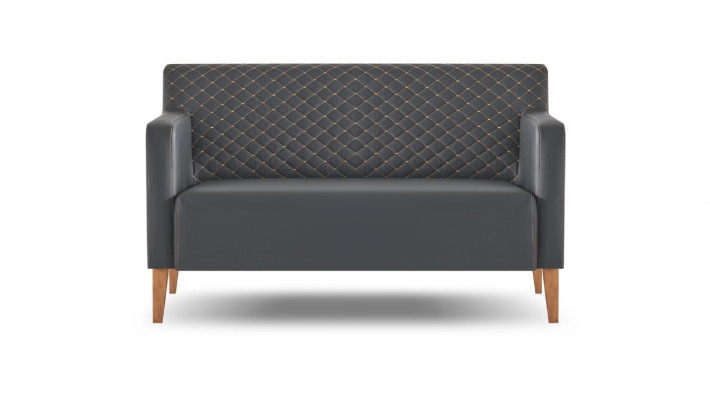 Arbeitszimmer-Set 2tlg Schwarz 2-Sitzer Sessel Einfarbig Wohnzimmer
