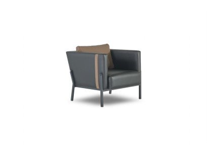 Schwarzer Ledersessel Arbeitszimmer Designer Einsitzer Leder Sitzmöbel