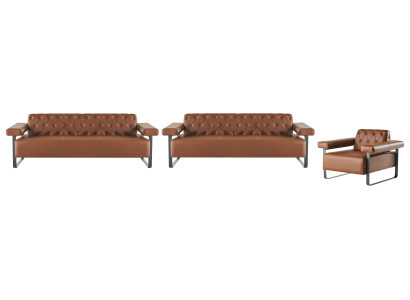 Sofas Modern Edelstahl 3-Sitzer Sofas Sessel Chesterfield Ledersofas