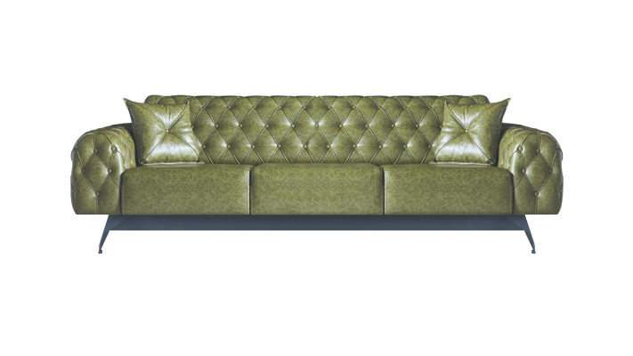 Sofagarnituren Chesterfield Sofa-Set 3-Sitzer Sofas Grün Klasssich Kissen
