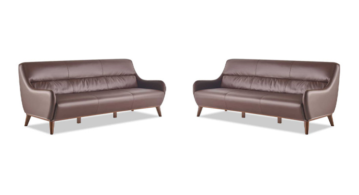 Sofa-Set Leder Holz 3-Sitzer Ledersofas Sofas Braun Klassisch Couch
