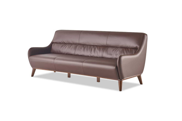 Sofa-Set Leder Holz 3-Sitzer Ledersofas Sofas Braun Klassisch Couch