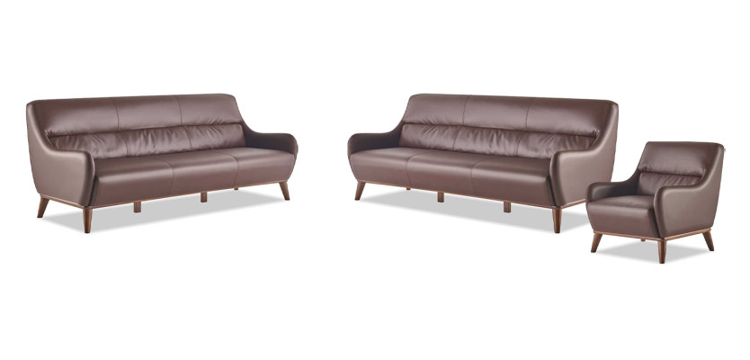 Sitzmöbel 3-Sitzer Sessel Braun Ledersofas Couch Lehnsessel Klassisch