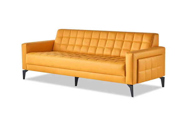 Ledersofas Sofas Set 3-Sitzer Sessel Modern Chesterfield Couch Gelb 4tlg.