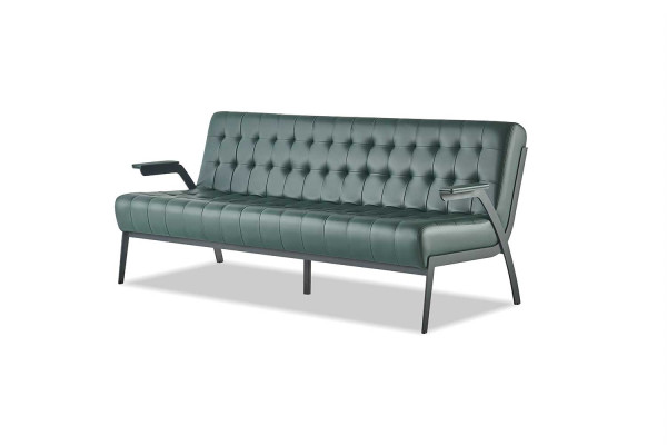Sofagarnituren-Set 3-Sitzer Sessel Grün Chesterfield Modern Ledersofas