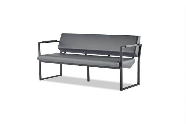 Ledersofas Set 3-Sitzer Schwarz Edelstahl Leder Modern Sofa-Set Couch