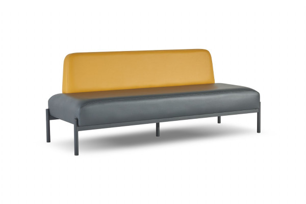 Sofas 3-Sitzer Sessel Hocker Schwarz Gelb Rot Art Deco Leder Komplett