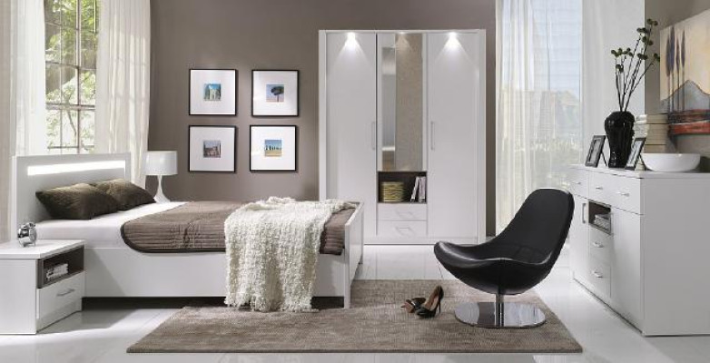 Elegantes weißes Bett in einem raffinierten zeitgenössischen Stil in Premium-Qualität