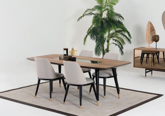 Designer Mega komfortabler beige Esszimmerstuhl im modernen Stil