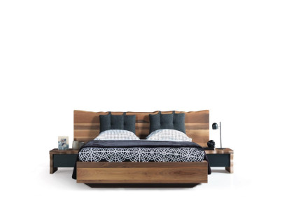 Schlafzimmer Garnitur Bett 2x Nachttisch Set Möbel Neu 3tlg. Neu braun
