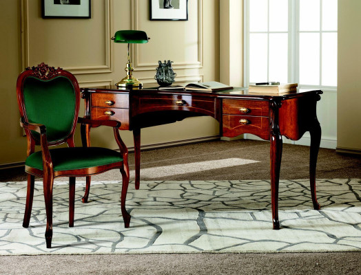 Italienische Stil Möbel Büro Einrichtung Schreibtisch Tisch Sessel Set 3tlg.
