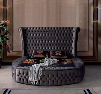 Bett Chesterfield Polsterbett Luxus Schlafzimmer Design Betten Textil Samt Neu