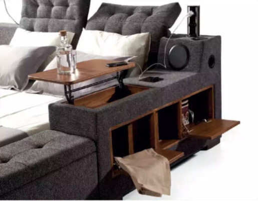 Multifunktion Bett Doppelbetten Modernes Bettgestell Betten 200x200cm Hotel Neu