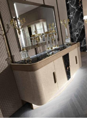 Kommode mit Spiegel Holz Kommoden Möbel Schrank Schlafzimmer Luxus Sideboard Neu