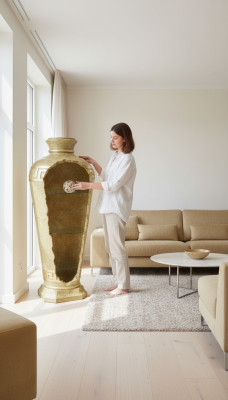 XXL Medusa Antik Stil Vitrine Bar Boden Vase Schrank Vintrinen Säule 127cm Neu