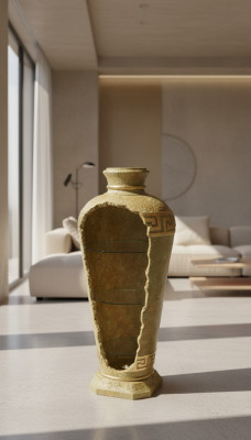 XXL Medusa Antik Stil Vitrine Bar Boden Vase Schrank Vintrinen Säule 127cm Neu