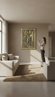Musik Wandrelief Antik Stil Relief Wand Gemälde Antike Handarbeit Gott Bild Neu