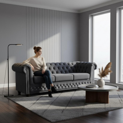 Chesterfield Sofagarnitur Sofa 3+1+1 Polster Couch Sofas Sitz Kristallsteine